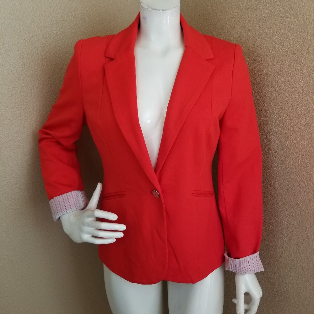 Grace Elements Red One Button Jacket Blazer 8 - image 1